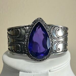 Vintage Style Amethyst 925 Synthetic Gemstone Bangle
